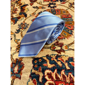 Kiton Napoli Blue Silk Striped Neck Tie Italy Luxury Designer